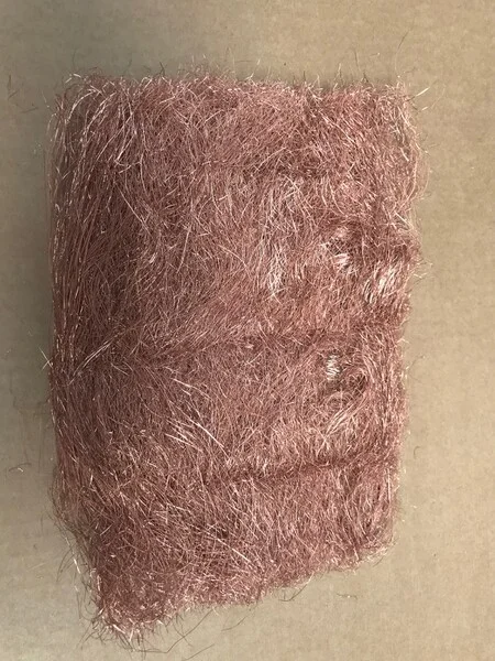 Copper Wool 75 G pack. A piece of Copper Wool approx 26 cm long and 18 cm wide in a vacuum sealed pack. 
						Copper wool is used for filtration, plugging holes for rodent/bird control and general abrasive work where other materials are unsuitable. 
